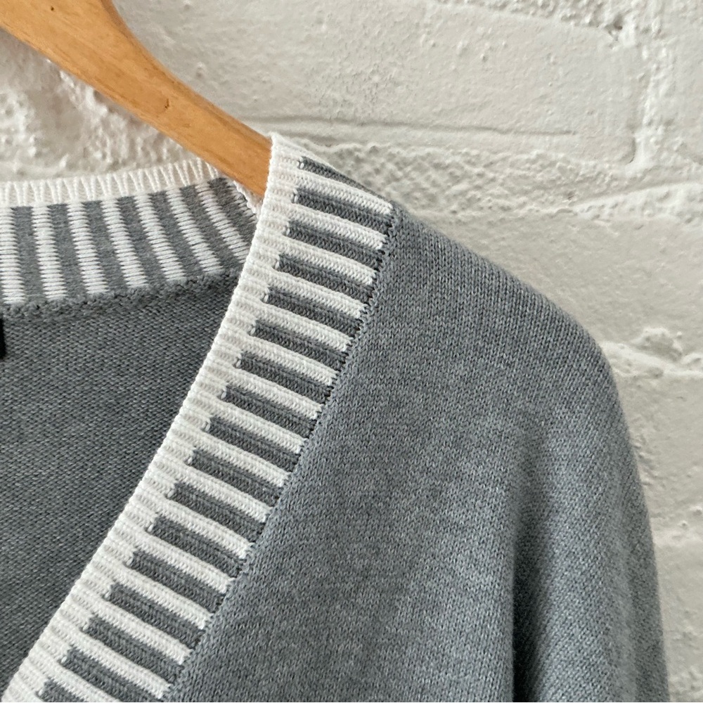PrettyGarden Long Sleeve Relaxed Fit Gray Knit Cardigan Button Up Sweater Preppy - Picture 5 of 11